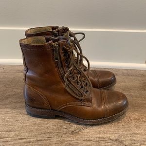 Frye Tyler Double Zip Leather Combat Boots
